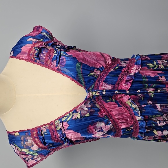 Free People Spring Fling Sleeveless Mini Dress W/Slip:Ultra Violet Combo: Medium - Picture 2 of 16